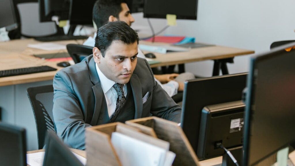 professional reviewing linkedin profile before making decision